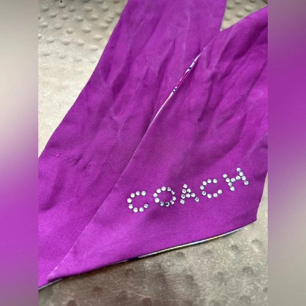 HTF Y2K Coach Bundle | 3 Silk Scarves | Signature C Stripe Skinny Ponytail Scarf - Picture 6 of 9